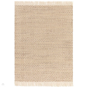 Vigo Modern Geometric Tonal Zig Zag Hand-Woven Heavyweight Textured Soft-Touch Jute & Wool Blend Chunky Loop Pile Flatweave Fringe Sand/Cream Rug-Asiatic Carpets-Rug Love - The Most Loved Rug Store
